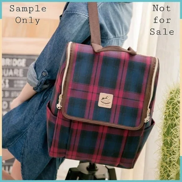 Waterproof Plaid Flip Backpack for School Work - Picture 7 of 12